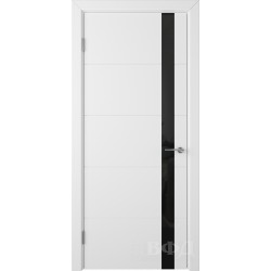 Межкомнатная дверь Тривиа (Trivia) белая эмаль/чёрная лакобель