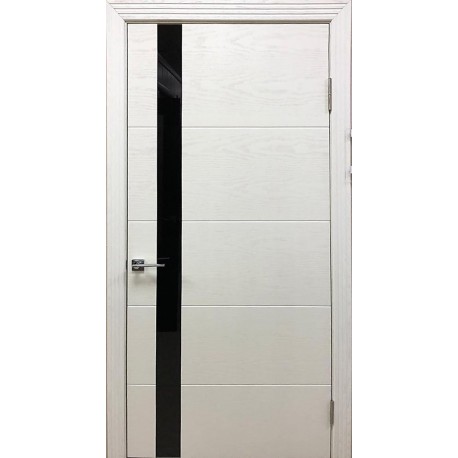 Межкомнатная дверь Шторм ясень RAL9010 черная лакобель