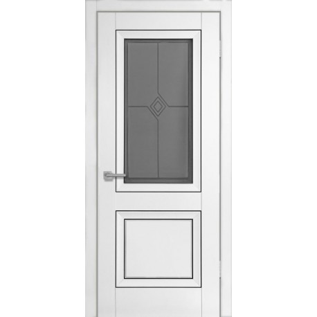 Дверь Бета ПО/Графит, Винил белый (900мм, ПО, графит, 2000мм, 38мм, Soft-touch, белый)
