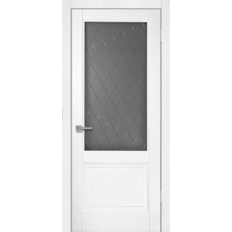 Дверь Лира ПО/Ромб графит, Ясень белый (600мм, ПО, ромб графит, 2000мм, 38мм, ПВХ, белый)