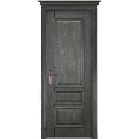 Дверь Аристократ № 1 ЭЙВОРИ БЛЕК (800мм, ПГ, 2000мм, 40мм, натуральный массив дуба, эйвори блек)