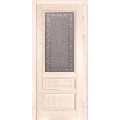 Дверь Аристократ № 2 КРЕМ (700мм, ПОС, 2000мм, 40мм, натуральный массив дуба, крем)