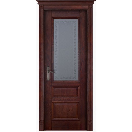 Дверь Аристократ № 2 МАХАГОН (900мм, ПОС, 2000мм, 40мм, натуральный массив дуба, махагон)