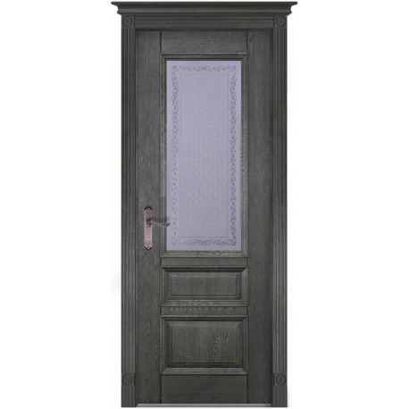 Дверь Аристократ № 2 ольха ЭЙВОРИ БЛЕК (700мм, ПОС, 2000мм, 40мм, натуральный массив ольхи, эйвори блек)
