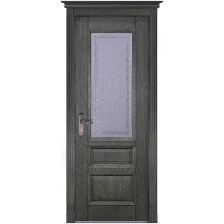 Дверь Аристократ № 2 ЭЙВОРИ БЛЕК (700мм, ПОС, 2000мм, 40мм, натуральный массив дуба, эйвори блек)