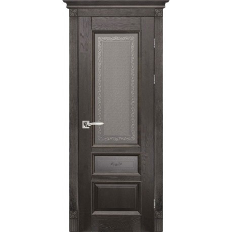 Дверь Аристократ № 3 ЭЙВОРИ БЛЕК (600мм, ПОС, 2000мм, 40мм, натуральный массив дуба, эйвори блек)