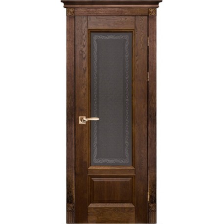 Дверь Аристократ № 4 АНТИЧНЫЙ ОРЕХ (700мм, ПОС, 2000мм, 40мм, натуральный массив дуба, античный орех)