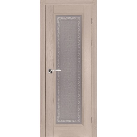 Дверь Аристократ № 5 КРЕМ (600мм, ПОС, 2000мм, 40мм, натуральный массив дуба, крем)