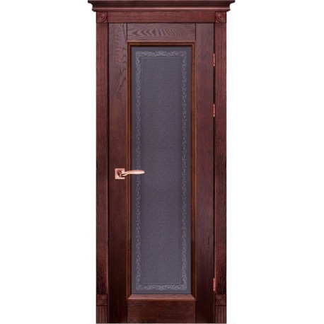 Дверь Аристократ № 5 МАХАГОН (700мм, ПОС, 2000мм, 40мм, натуральный массив дуба, махагон)