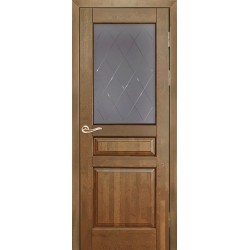 Дверь Валенсия АНТИЧНЫЙ ОРЕХ, СА (600мм, ПОЧ, 2000мм, 40мм, натуральный массив ольхи, античный орех)